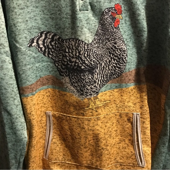 Rooster multicolor hooded sweatshirt Size 2XL - Picture 2 of 7